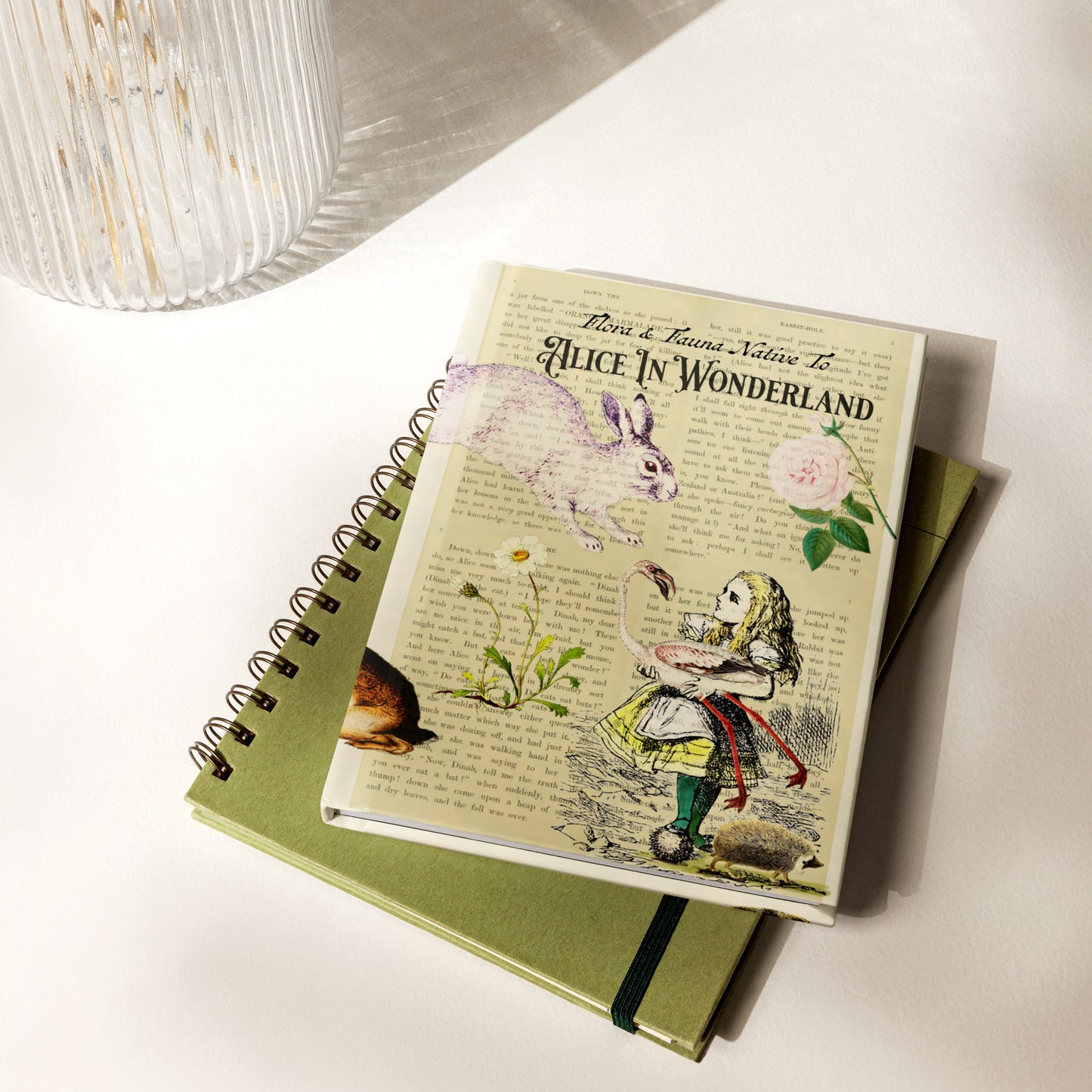Alice In Wonderland Blank Notebook — Hardcover Journal with Vintage Illustrations