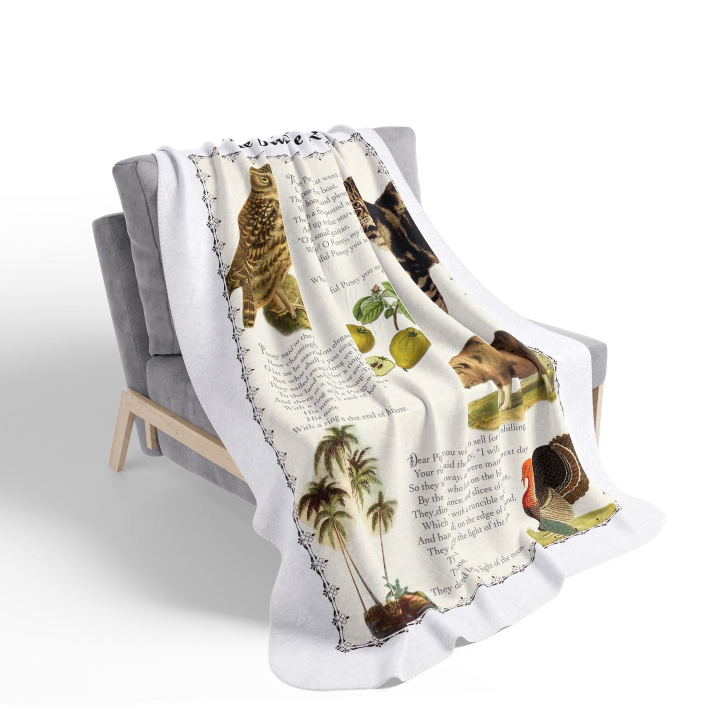 The Owl and the Pussy-Cat Fleece Sherpa Blanket