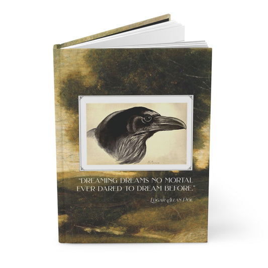 Edgar Allan Poe Hardcover Journal with Vintage Raven Illustration
