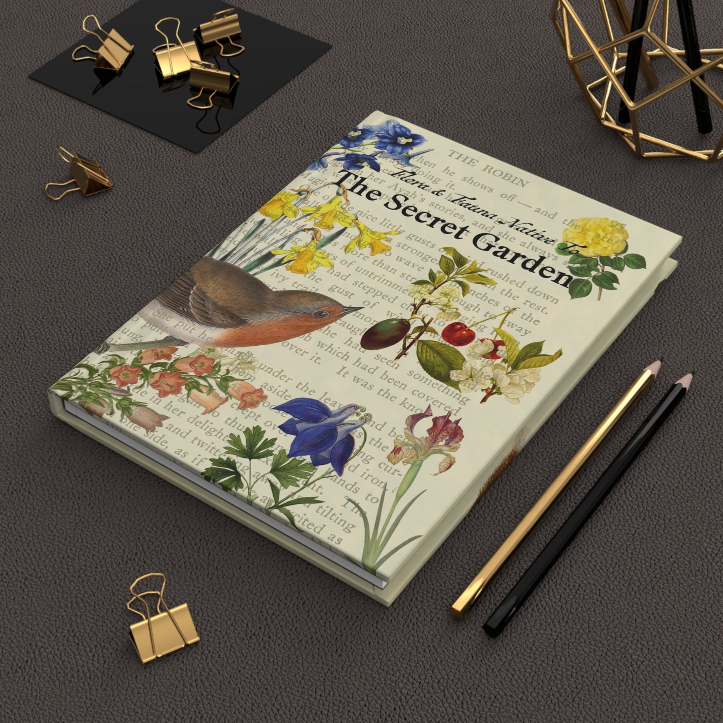 The Secret Garden Hardcover Journal with Collage of Vintage Illustrations