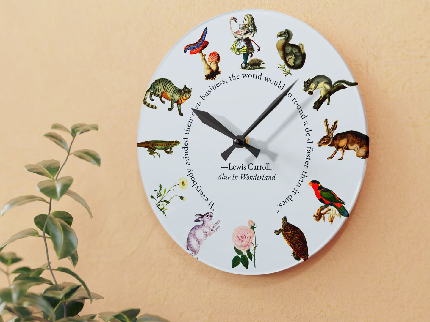 Alice in Wonderland Natural History Wall Clock