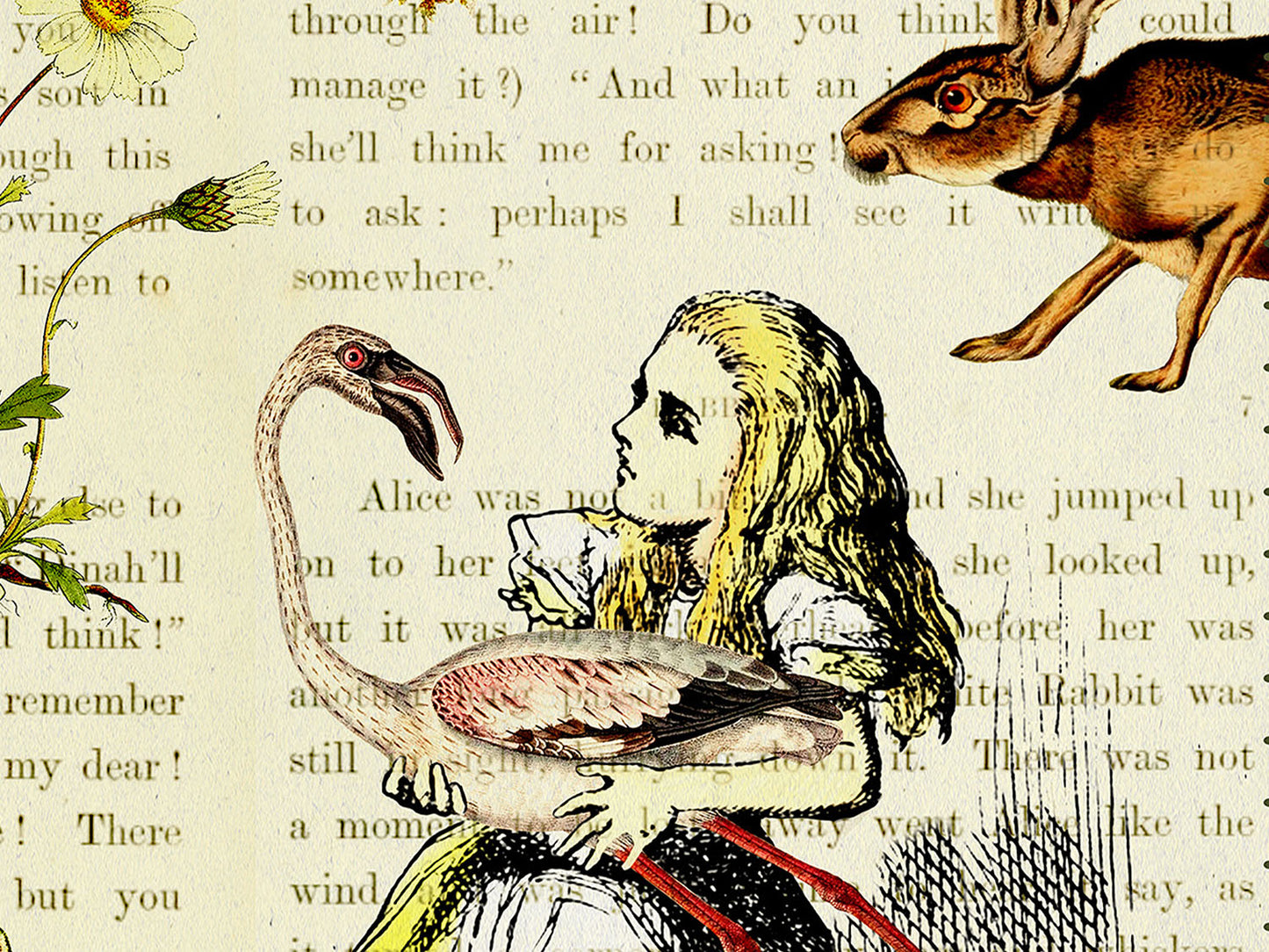 Alice in Wonderland Postcard (Set of 10 identical cards) — Vintage Natural History Collage