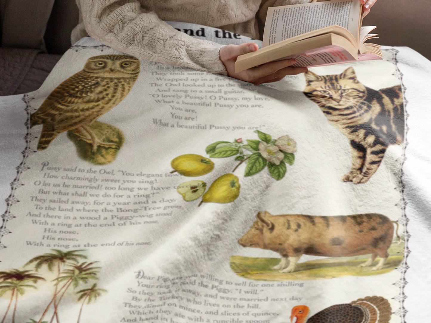 The Owl and the Pussy-Cat Velveteen Blanket