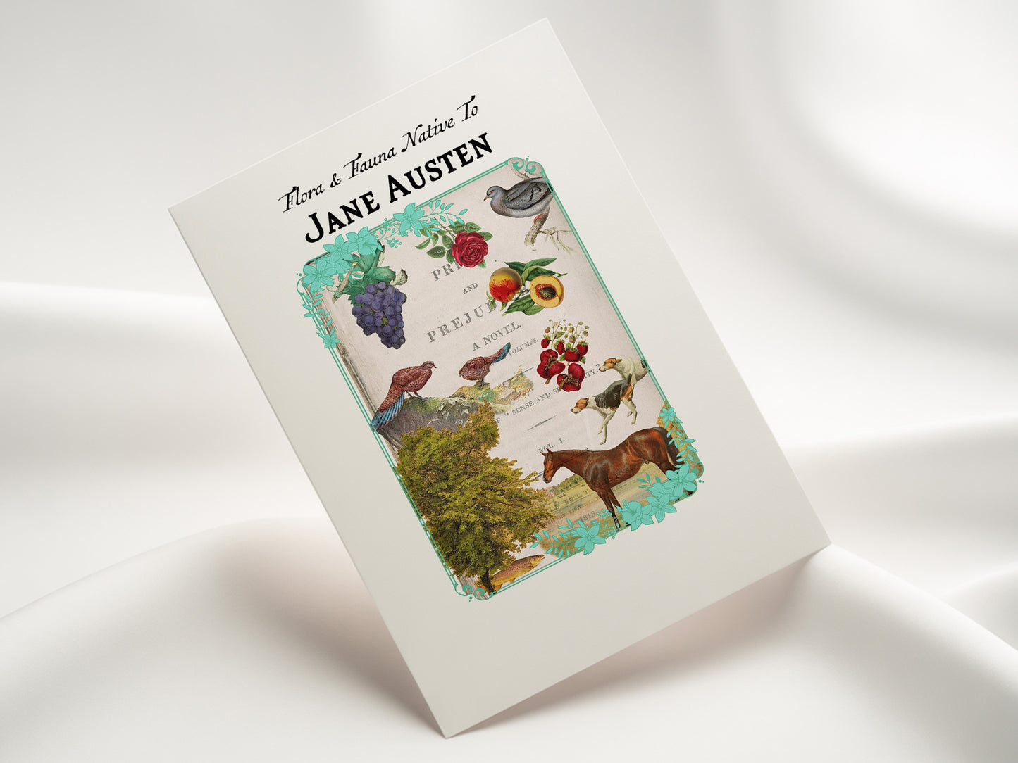 Jane Austen Flora and Fauna Postcard (Set of 10 identical cards) — Vintage Natural History Collage