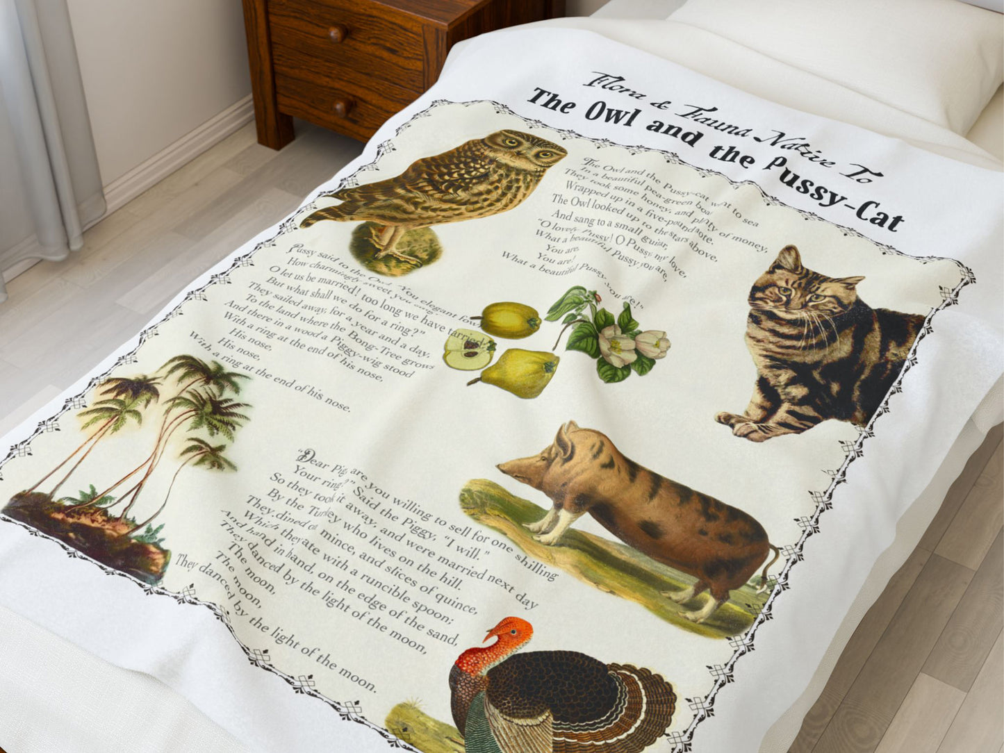 The Owl and the Pussy-Cat Velveteen Blanket