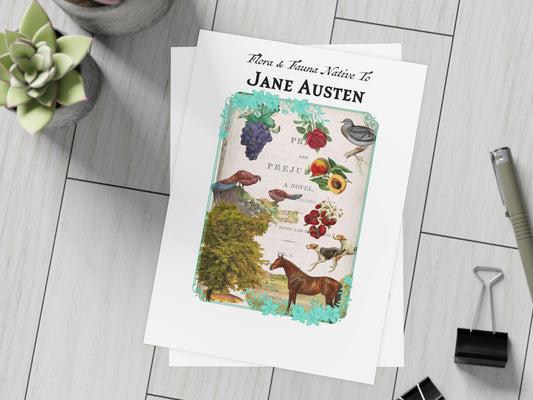 Jane Austen Flora and Fauna Postcard (Set of 10 identical cards) — Vintage Natural History Collage