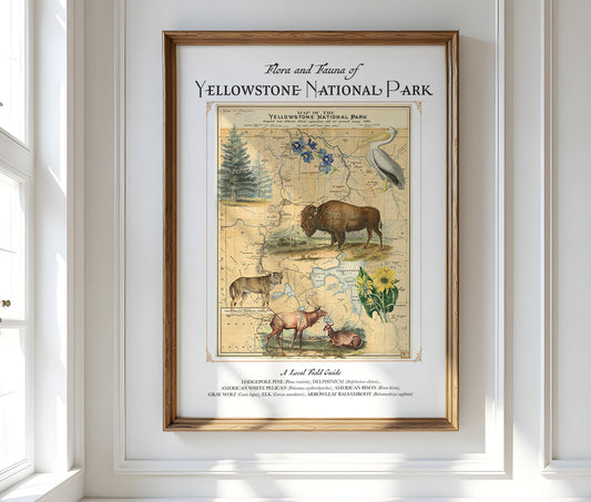 Yellowstone National Park Art Print — Vintage Natural History Collage
